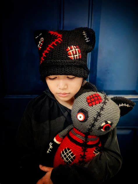 Cat Beanie Crochet Cat Beanie Crochet Pussy Cat Hat Cat Ears Hat Crochet Cat Hat Emo Style