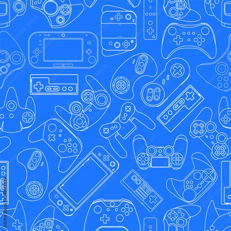 Linear Video Game Controller Background Gadgets Seamless Pattern