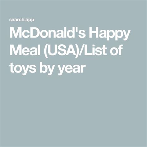 List Of Happy Meal Toys By Year