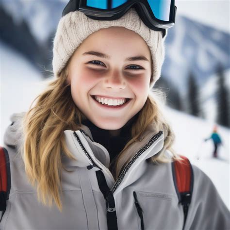 year old blonde smiling skiing reminiscent of emma watson Galería Herramienta gratuita de