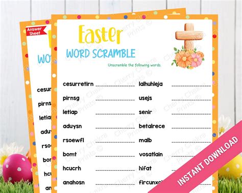 Lent Word Scramble Game Printable Christian Easter Games For Kids
