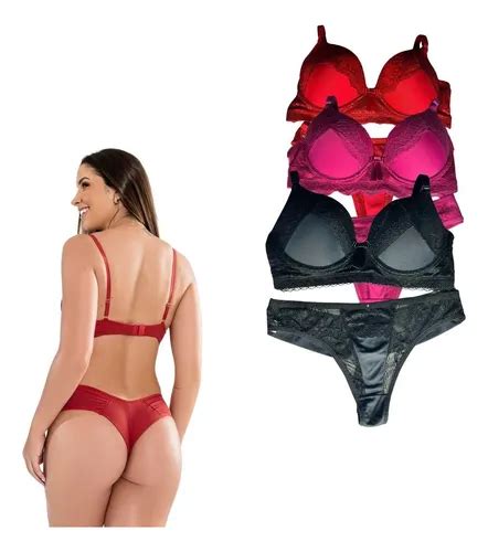 Conjunto Lingerie Sensual Renda Sutiã E Calcinha Fio Duplo MercadoLivre