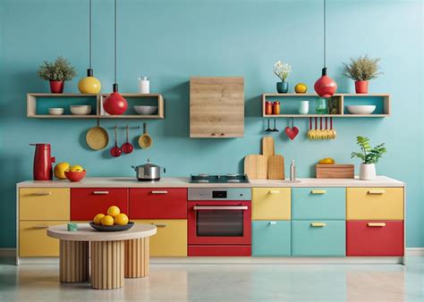 Abstract Modern Kitchen Design Layout Premium Ai Generated Image