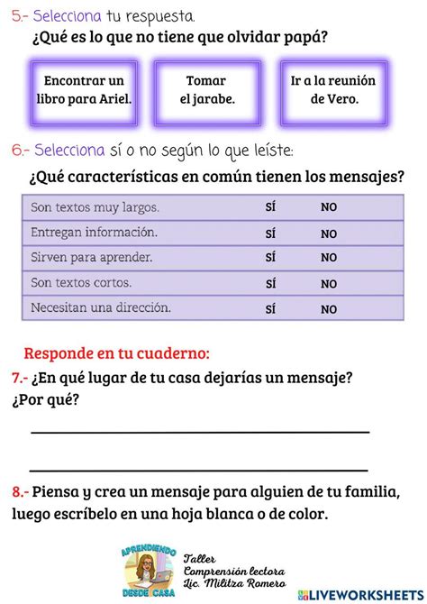 Actividad Diferentes Mensajes Worksheet Live Worksheets