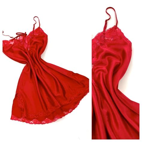 Y K Red Victorias Secret Mini Dress Slip Lingerie Cut Gem