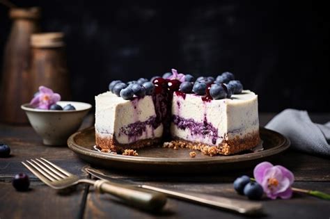Premium Photo Blueberry Delight Cheesecake