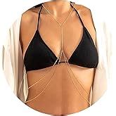 Amazon 14K Gold Sexy Body Chains For Women Layered Rhinestone Crossover Bikini Bra Body