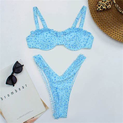 Lilgiuy Women S 23 New Fashion With Bra Pad No Steel Quick Drying Single Wearing Floral Bikini