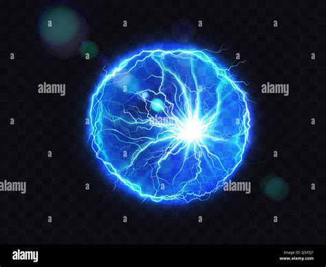 Electric Ball Vector Lightning Circle Strike Impact Place Plasma