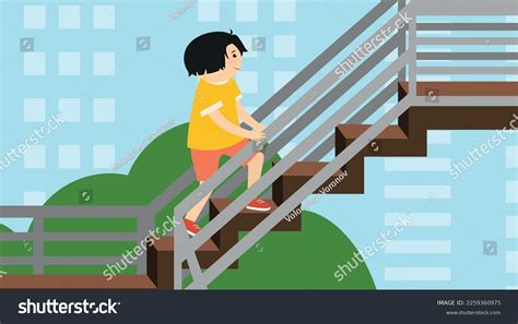 Boy Climbing Stairs Park Vector Illustration Stock Vector Royalty Free