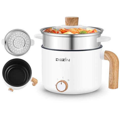 Dezin Electric Hot Pot With Steamer L Non Stick Ramen Cooker In Shabu Shabu Hot Pot