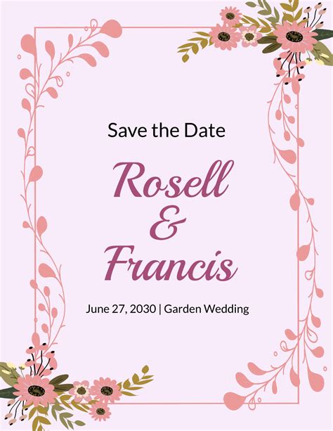 Floral Save The Date Flyer Template Edit Online And Download Example