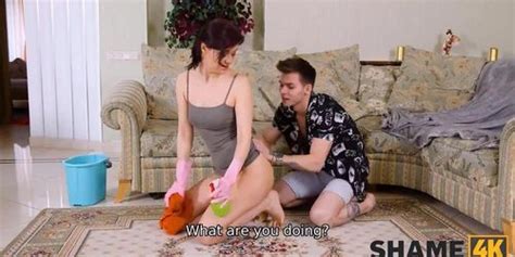 SHAME K Boy Sees Cleaning Ladys Ass And Involves Her In Sex On Couch Tnaflix