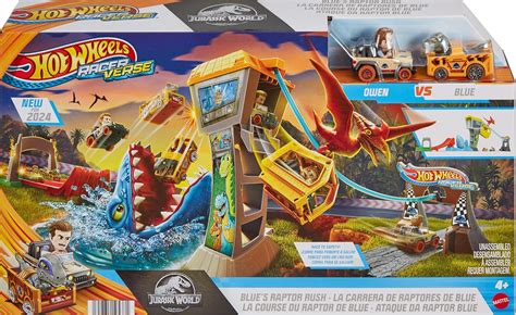 Hot Wheels Juego De Pistas Y Autos De Juguete Racerverse Jurassic World Blue Raptor Rush Track
