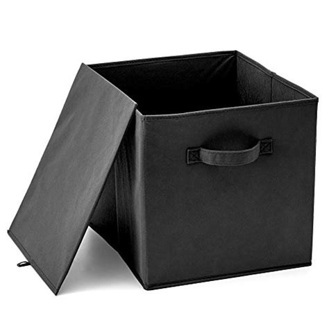 Ezoware Set Of 4 Foldable Black Fabric Basket Bin Collapsible Storage