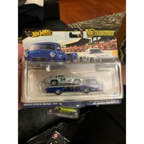 風火輪 hot wheels 運輸車 賓士 mercedes benz 300 sl blaues wunder 膠胎 蝦皮購物