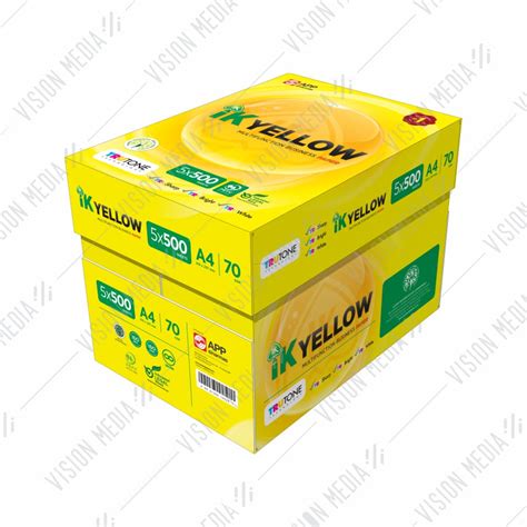 Ik Yellow 70gsm A4 Size Paper 500 Sheets Vision Media Supplies