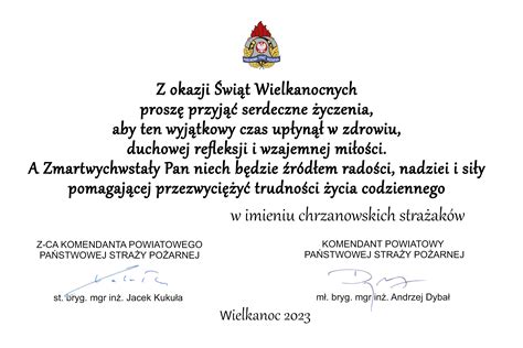 Życzenia świąteczne Kierownictwa KP PSP Chrzanów Komenda Powiatowa