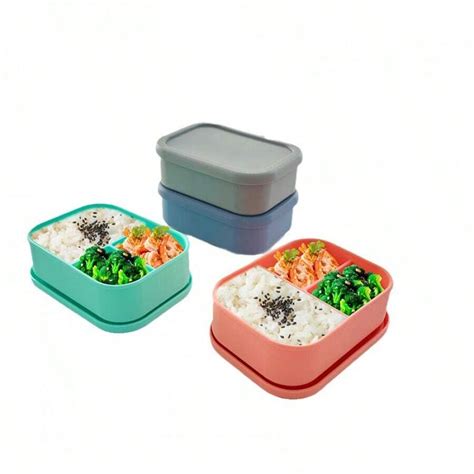 Silicone Bento Lunch Box Meal Prep Container With 3 Compartments