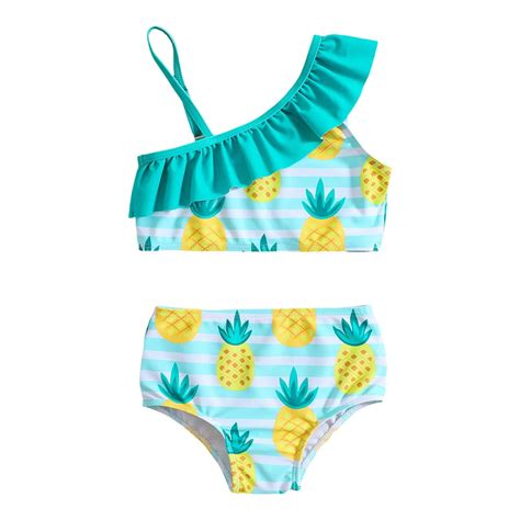 Hqijian Girls One Shoulder Strap Bikini Two Piece Girls Pineapple Swimsuit Bathing Suit For