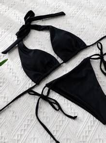 Shein Swim Sxy Ba Ador Bikini Micro Tri Ngulo Con Cord N Lateral Mode De Mujer Shein Espa A