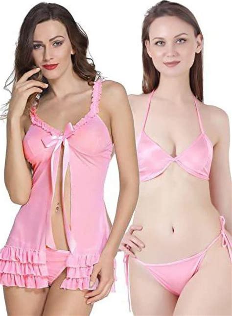 Buy Iyaracollection Women Pink Self Design Net Pure Satin Bra And