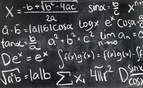 Handwritten Mathematical Formulas On Blackboard Written With Chalk