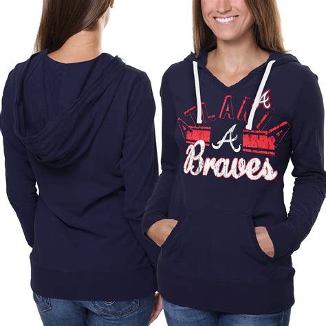 Atlanta Braves Women's Rivalry Pullover Hoodie - Navy Blue