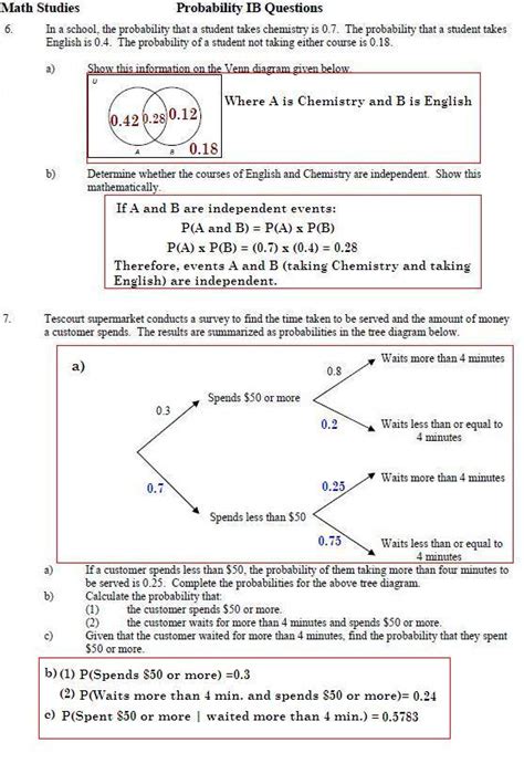 Probability Worksheet 4 Answer Key