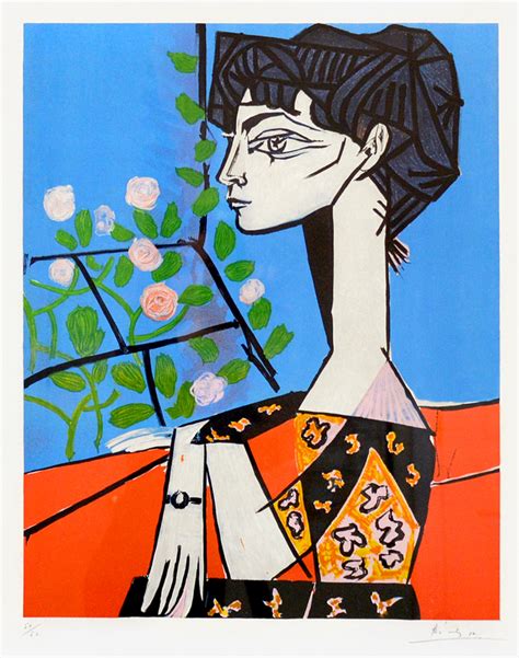 Pablo Picasso Jacqueline With Roses 1956 Lithograph