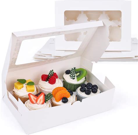 Amazon OMYOPY 20 Pack White Cupcake Boxes Cupcake Containers With