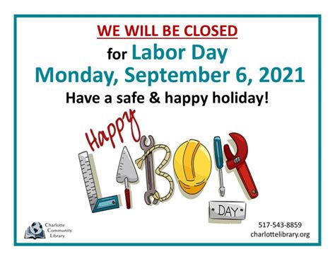 Library Closed In Honor Of Labor Day Charlotte Community Library