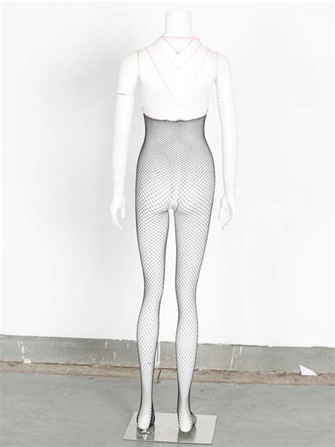 Black Women Bodystocking Nylon Crotchless Net Sheer Sexy Lingerie Milanoo