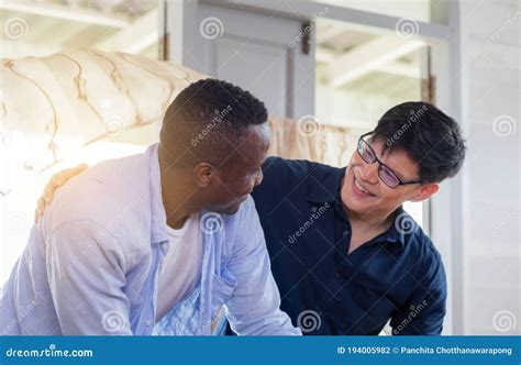 Gay Couple Homosexual Cooking Together At Kitchen Lgbt Concept Stock Photo Image Of Lifestyle