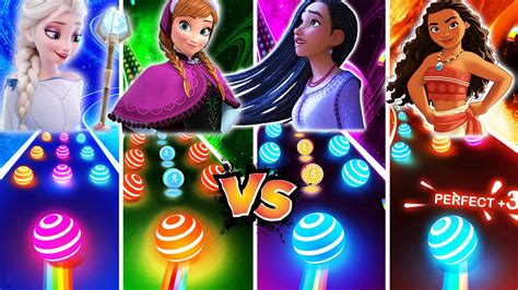 Frozen Elsa Anna Vs Wish Asha Moana But In Dancing Road Youtube