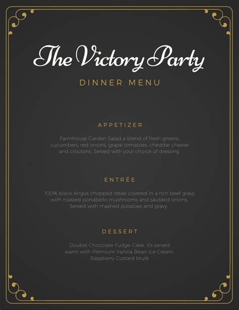 Free Printable And Customizable Fancy Menu Templates Canva