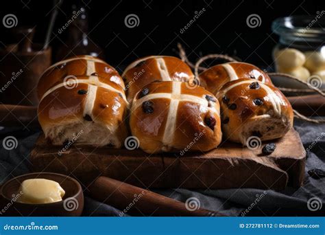 A Traditional Hot Cross Bun Easter Time Sweet Treat Stock Illustration Illustration Of Snack
