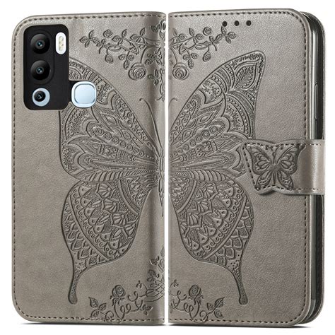 For Infinix Hot I Butterfly Love Flower Embossed Leather Phone Case