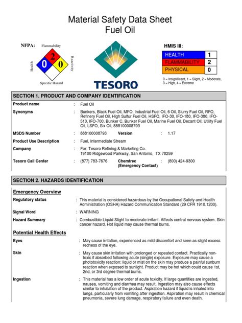 Fuel Oil Msds | Combustion | Dangerous Goods