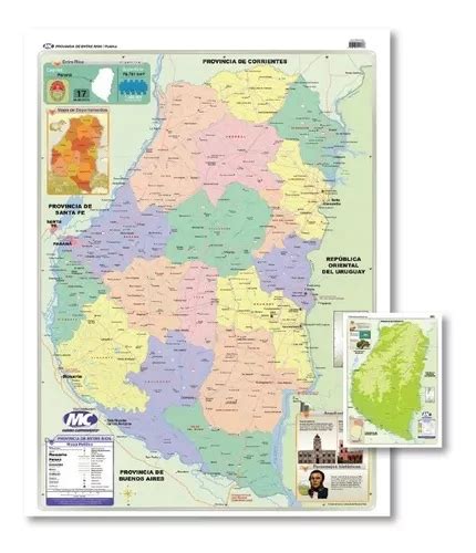 Mapa Prov De Entre Ríos división Política Laminado 70x100 MercadoLibre