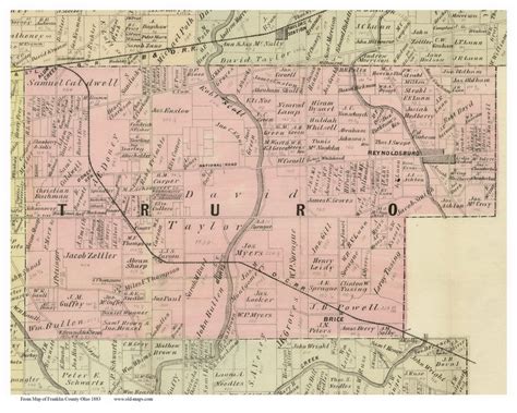 Truro Ohio 1883 Old Town Map Custom Print Franklin Co Old Maps