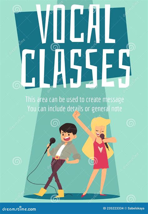 Vocal Classes For Children Banner With Singing Kids Flat Vector