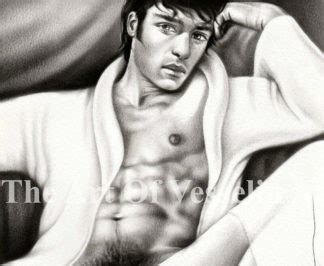 Male Nude Print Of Oil Painting Man Posing Original Erotic Art Naked Man Picture Black