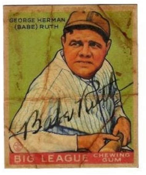 Old Aged Babe Ruth Card Autographed Yankees Rp Free Etsy