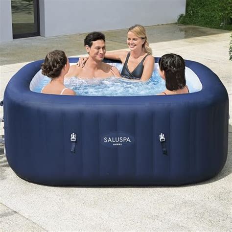 Bestway Saluspa Hawaii Airjet Inflatable Hot Tub With Energysense Cover Blue Peach Frog