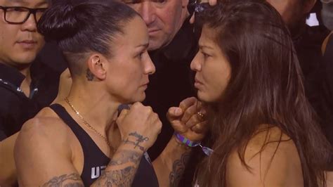 Raquel Pennington Vs Mayra Bueno Silva Weigh In Face Off UFC 297