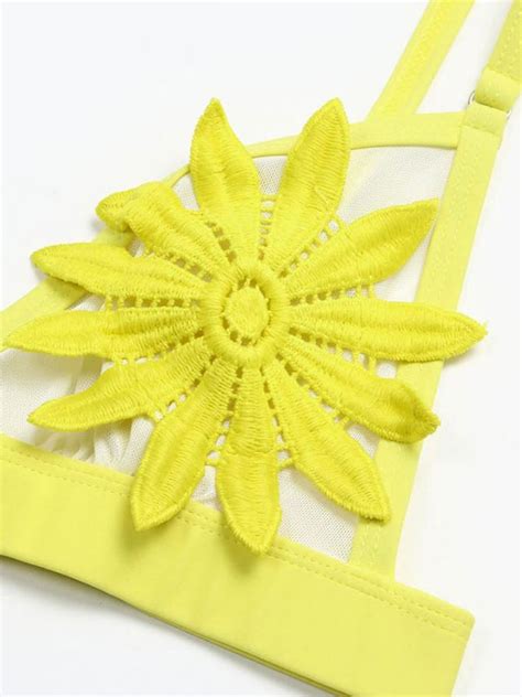 Weißer Badeanzug 2023 Sexy Bikini Durchsichtig Blume Riemchen Frauen Strand Bademode Milanoo