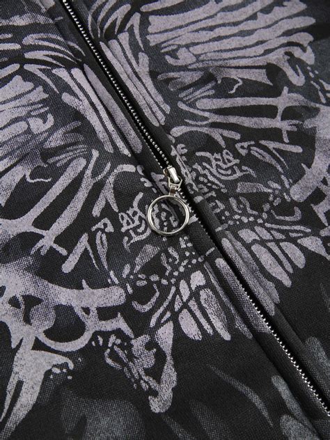 Graphic Oversized Zip Up Hoodie For School Daily Casual