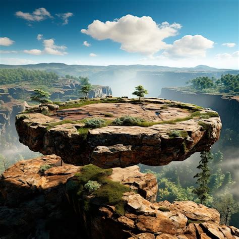 Superfície plana pedra vazia rocha flutuante pedaço de terra Foto Premium