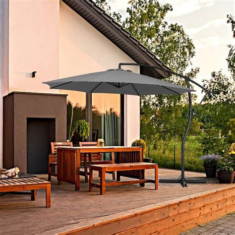 Jearey Curvy Ft Steel Large Cantilever Patio Umbrella With Sandbag